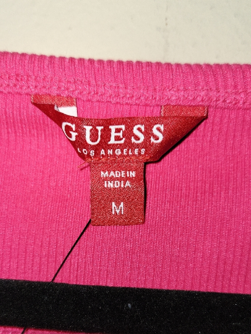 GUESS Hot Pink Rhinestone Logo Ribbed Tank - Picture 4 of 5